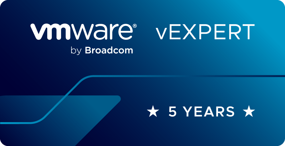 VMware vExpert badge — 5 years in the programme